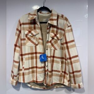 Orange plaid fleece line Sage jacket